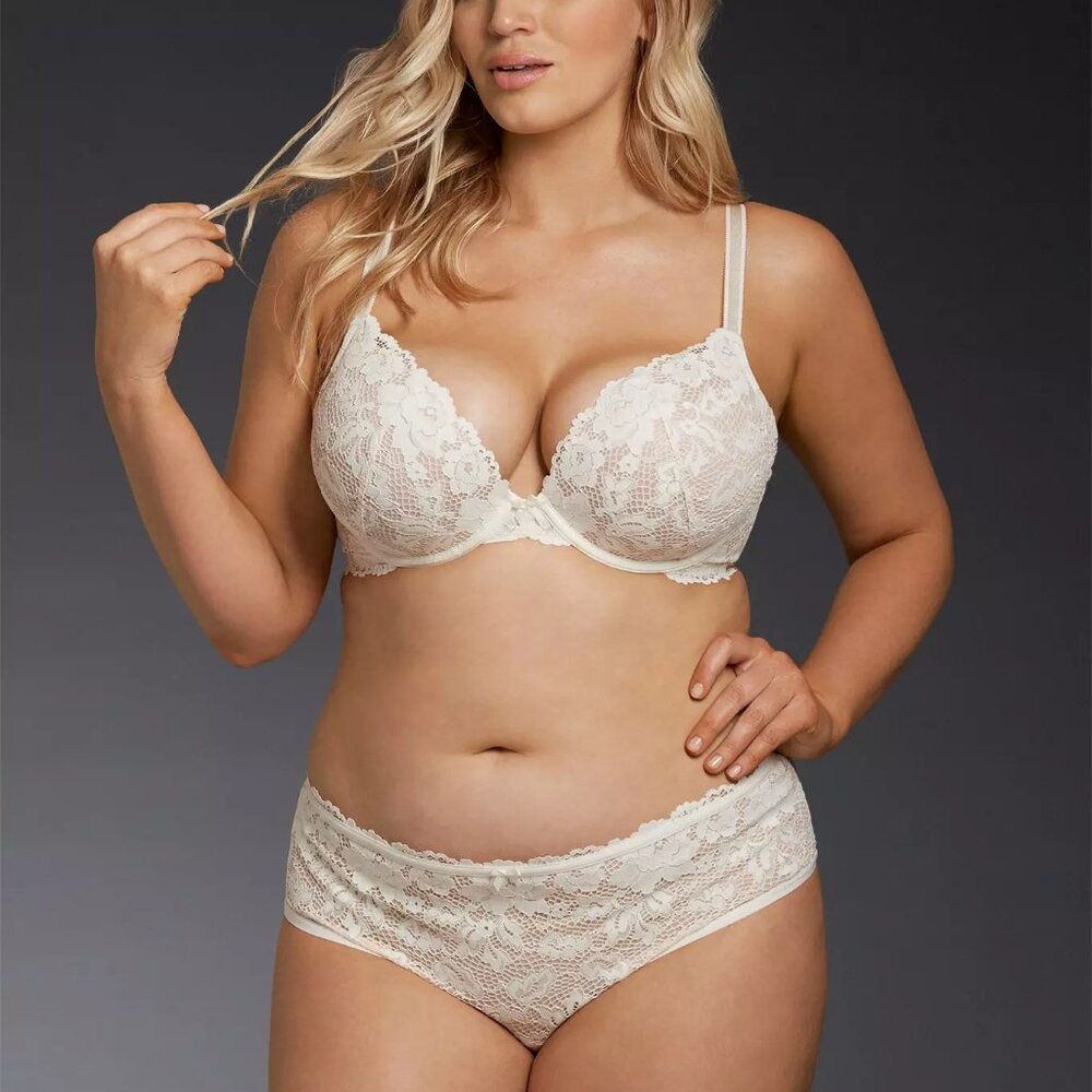 Lace Underwire Bra & Brief Set - Cream